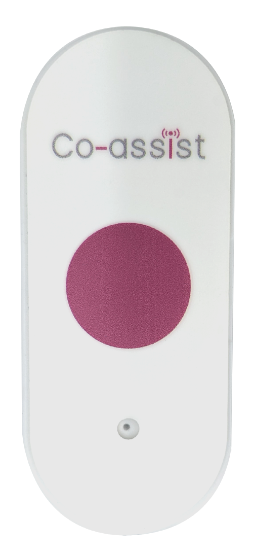 bouton d'appel blanc étiquette cloche Co-assist et bouton d'appel bouton rouge