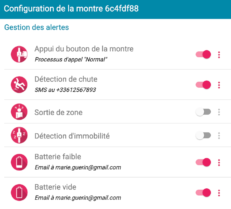 Configuration des alertes de la montre et modes de notifications